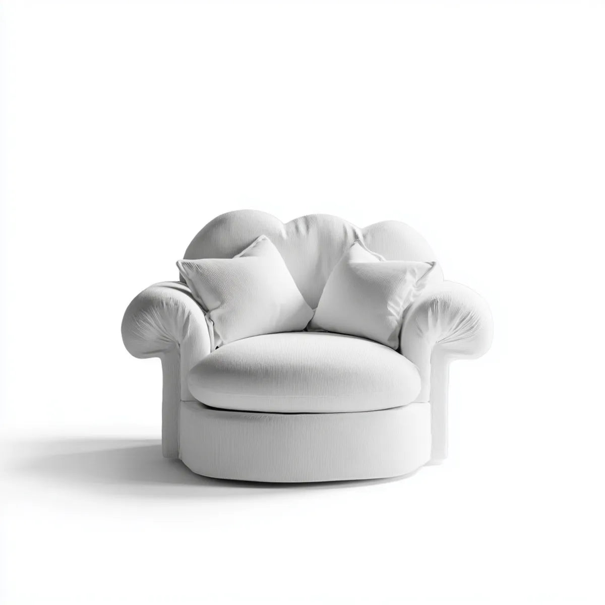Fotel, Wokół fotel salon biały 115 x 100 x 85 cm poliester z poduszkami