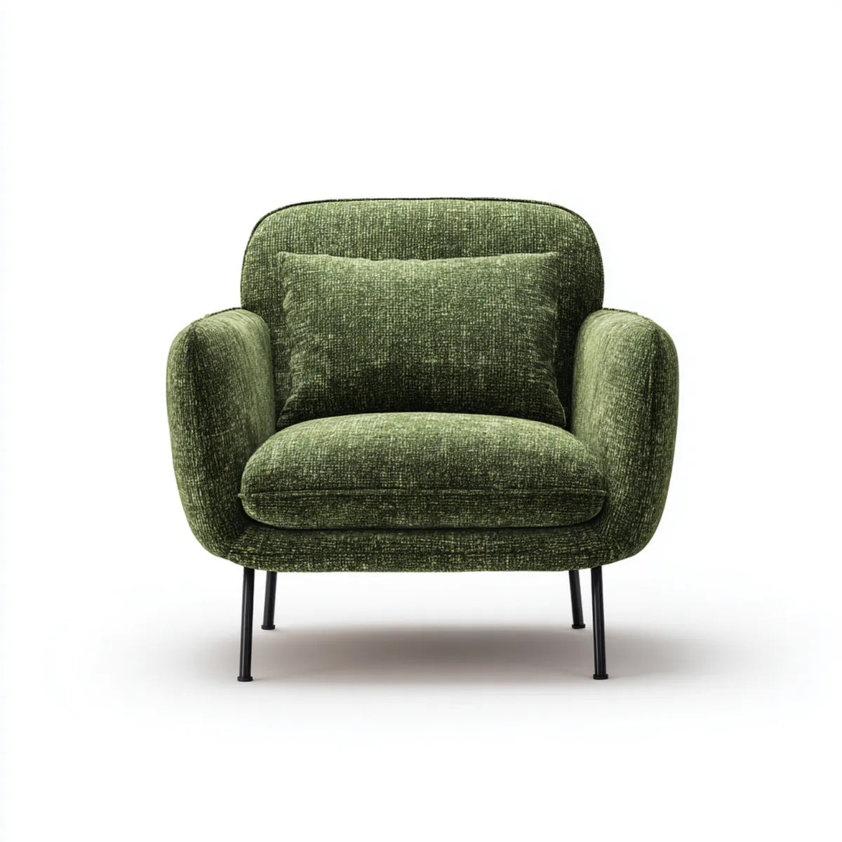 Fotel, Salon krzesło zielony oliwka 78 x 82 x 84 cm w poliestrowej gąsienicy zaokrąglony kształt z poduszką