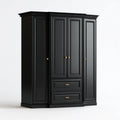 Szafa szafowa 4 drzwi 2 szuflady czarne prostokątne w panelach MDF 200 x 60 x 220 cm