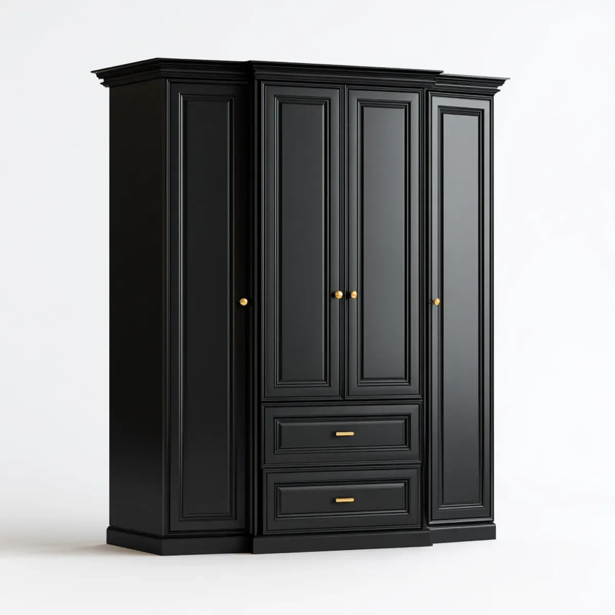 Szafa szafowa 4 drzwi 2 szuflady czarne prostokątne w panelach MDF 200 x 60 x 220 cm