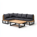Sofa ogrodowa, Ogród salon narożnik kanapa zestaw antracyt naturalna 240 x 240 x 70 cm z stolik kawowy 100 x 60 x 35 cm z akacji litej stali drewnianej kształt litery L