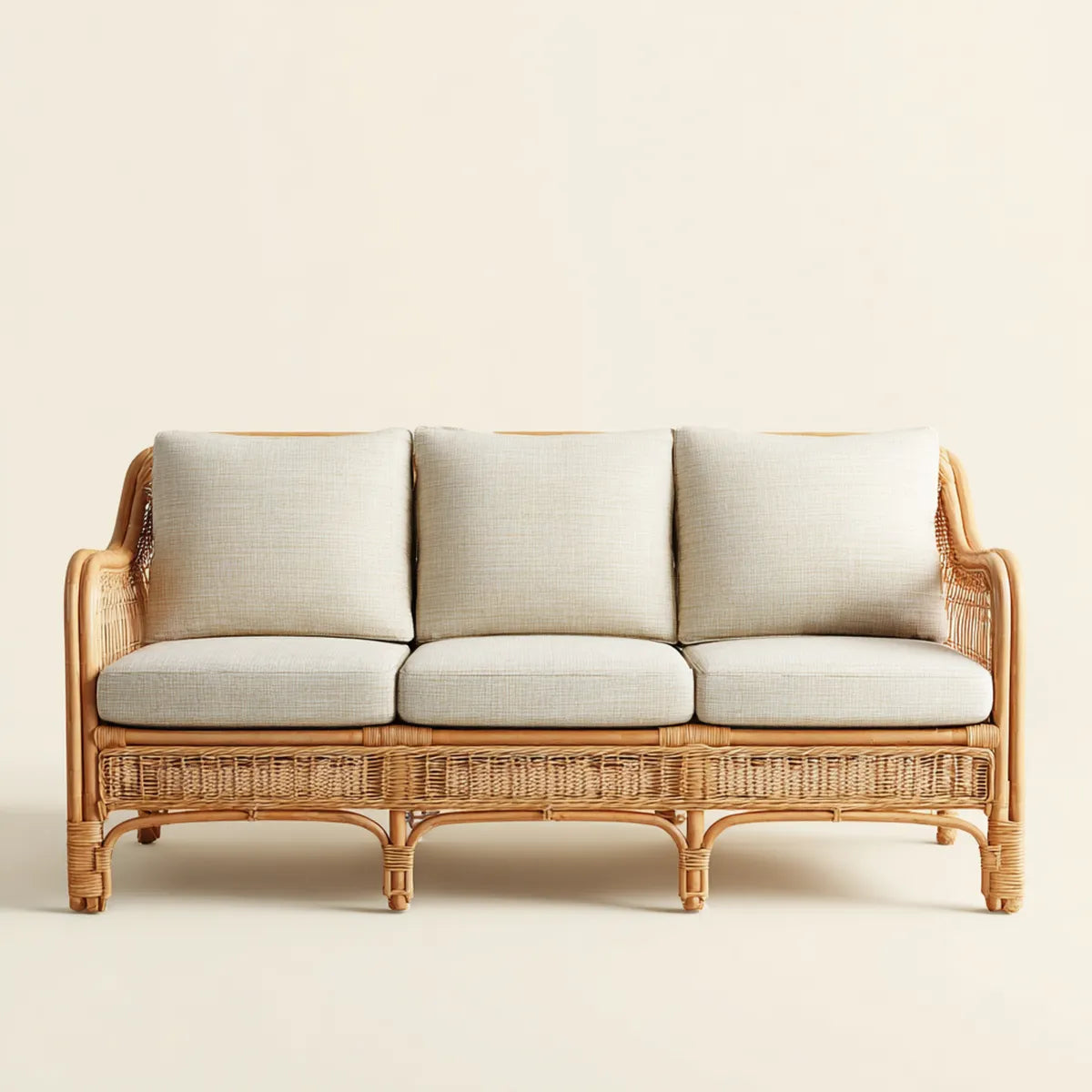 Sofa ogrodowa, Taras sofa 3- fotelik naturalna Beżge 180 x 75 x 85 cm rattan poliestrowy prostokątna