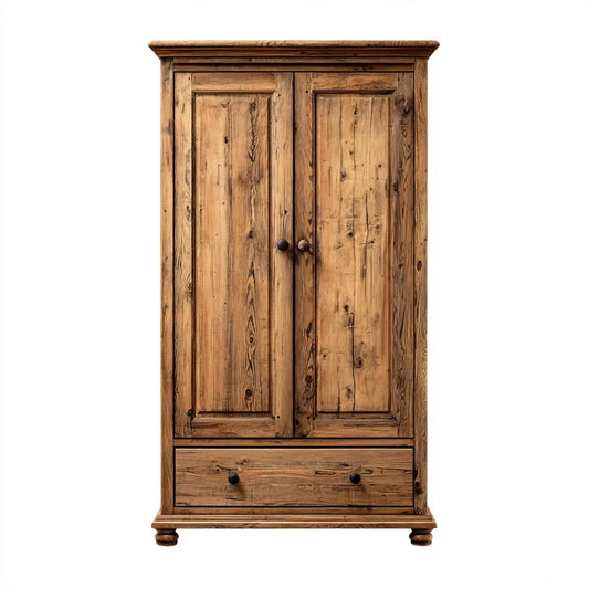 Szafa sypialna 2 drzwi 1 szuflada naturalna brązowa w prostokątnej sosnie stałej 100 x 55 x 190 cm
