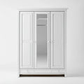 Szafa, 3 drzwi szafa biała z lustrem 160 x 60 x 220 cm w prostokątnym MDF