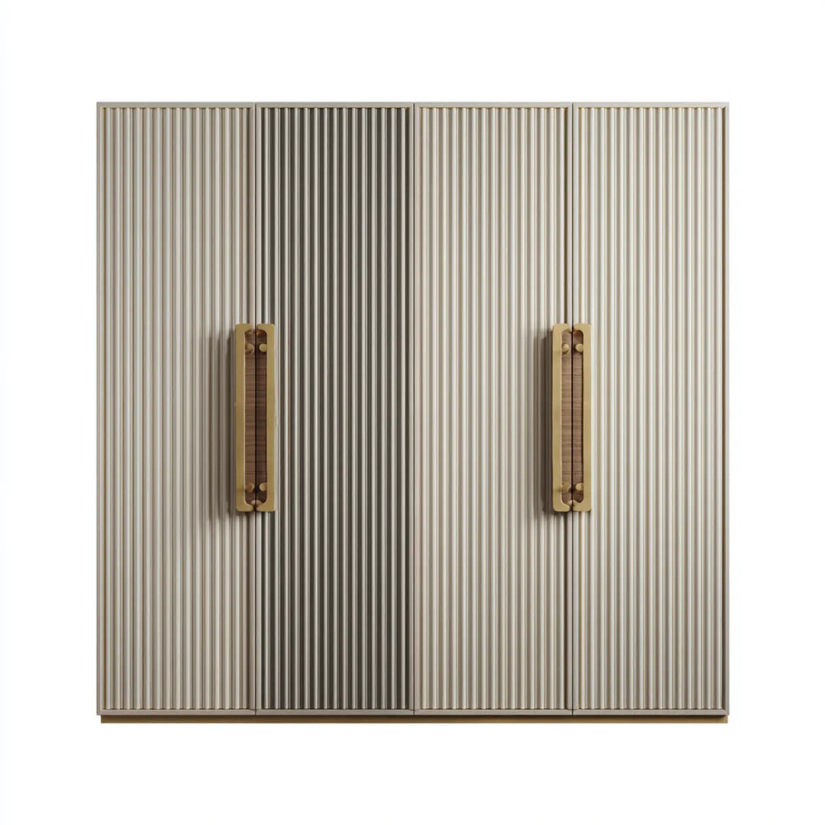 Szafa sypialna 4 drzwi beżowe i szare 200 x 60 x 200 cm w prostokątnych panelach MDF