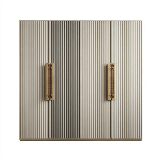 Szafa sypialna 4 drzwi beżowe i szare 200 x 60 x 200 cm w prostokątnych panelach MDF