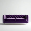 Sofa, 3 fotele fioletowa sofa w prostokątnym piłowanym poliestrowym aksamicie 210 x 90 x 75 cm