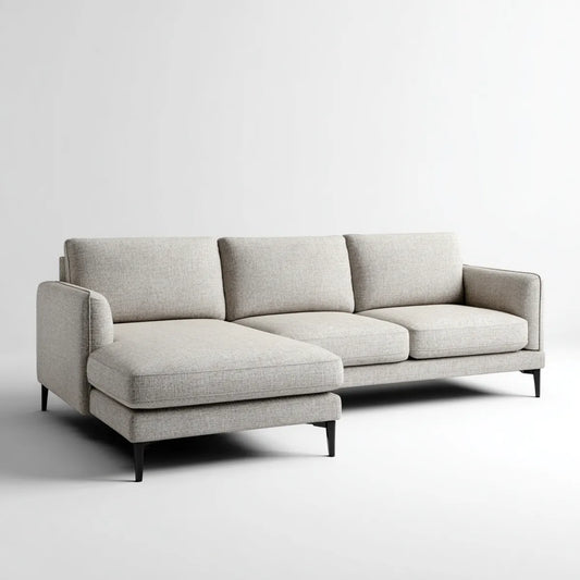 Sofa, Kanapa narożna z krzesełkiem z lewej szarej, 250 x 160 x 85 cm w kształcie poliestru L
