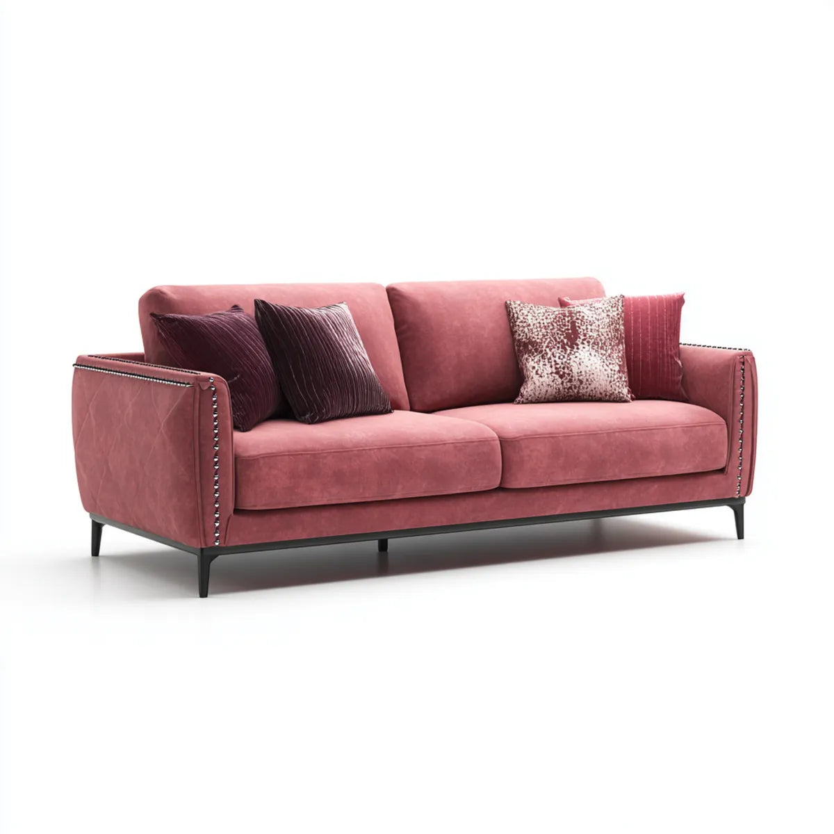 Sofa, 3 fotela w poliestrowym aksamicie ze stalowych nóg prostokątna kształt 218 x 91 x 86 cm