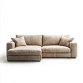 Sofa, Kanapa narożna 3 fotele z krzesełkiem z lewym beżowym mikrofibrem z poliestru 250 x 160 x 85 cm
