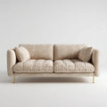 Sofa 2 beżowe siedzenia 180 x 90 x 85 cm w aksamicie z prostokątnym poliestrowym żebrem