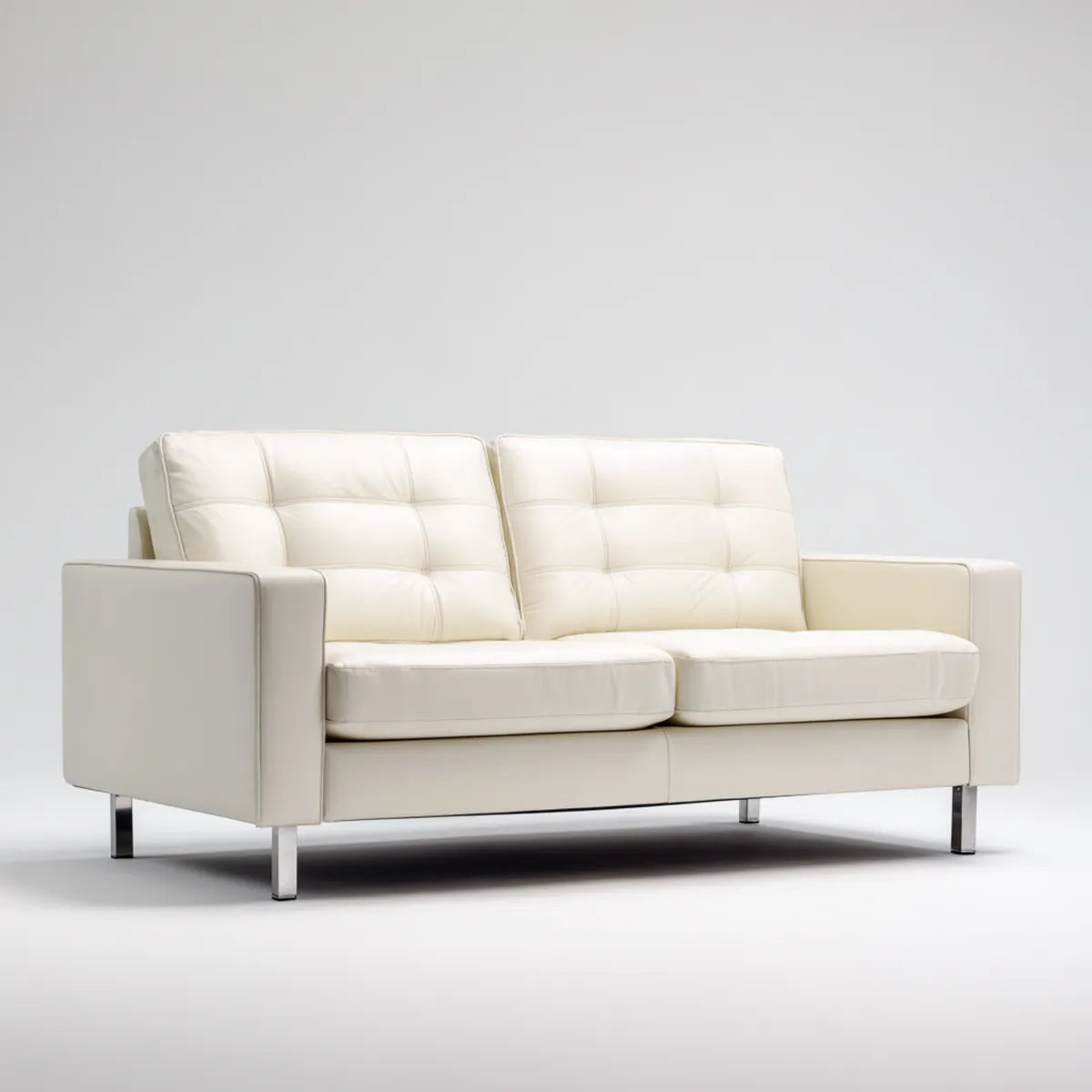 Sofa 2 liniowe białe fotele 160 x 85 x 85 cm w syntetycznej, prostokątnej skórze PU