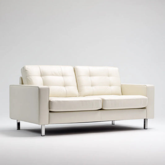 Sofa 2 liniowe białe fotele 160 x 85 x 85 cm w syntetycznej, prostokątnej skórze PU