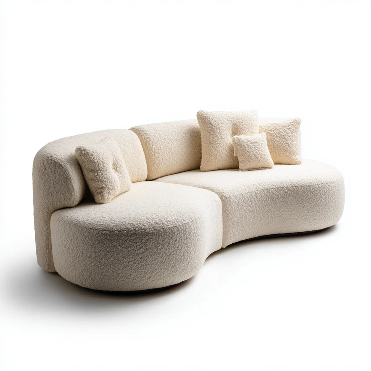 Sofa, Zakrzywiona sofa 3 fotele z krzesełkiem z kości słoniowej 280 x 160 x 75 cm poliestrowej powłoki booklé