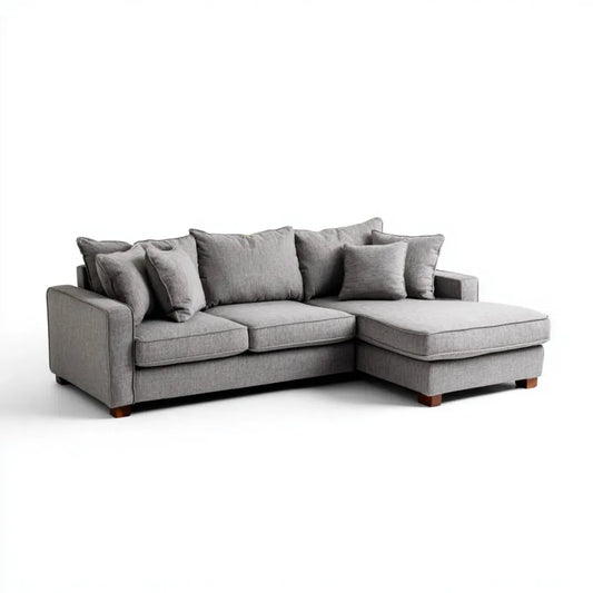 Sofa, Kanapa narożna 3 fotele z szewcem z prawej poliestru 240 x 160 x 85 cm L