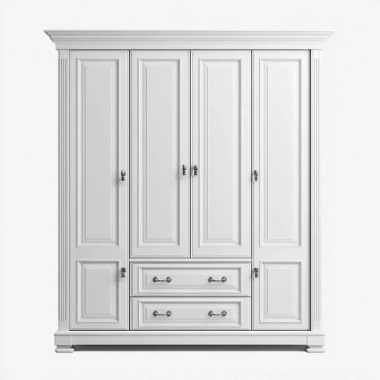 Szafa na szafę 4 prostokątne białe drzwi 200 x 60 x 220 cm MDF