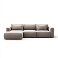 Sofa, Kanapa narożna 3 fotele z krzesełkiem i wiórem w lewym, szarym gołębiu 280 x 160 x 85 cm w kształcie poliestru L