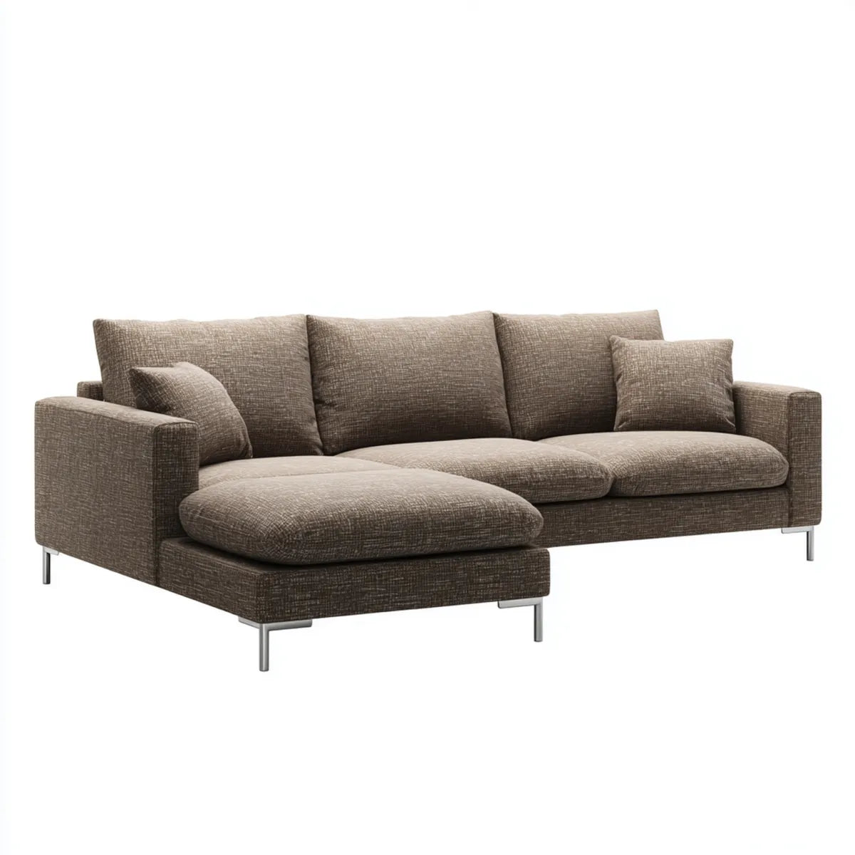 Sofa, Kanapa narożna 3 fotele z krzesełkiem na lewo gołębica 260 x 165 x 85 cm w kształcie poliestru L