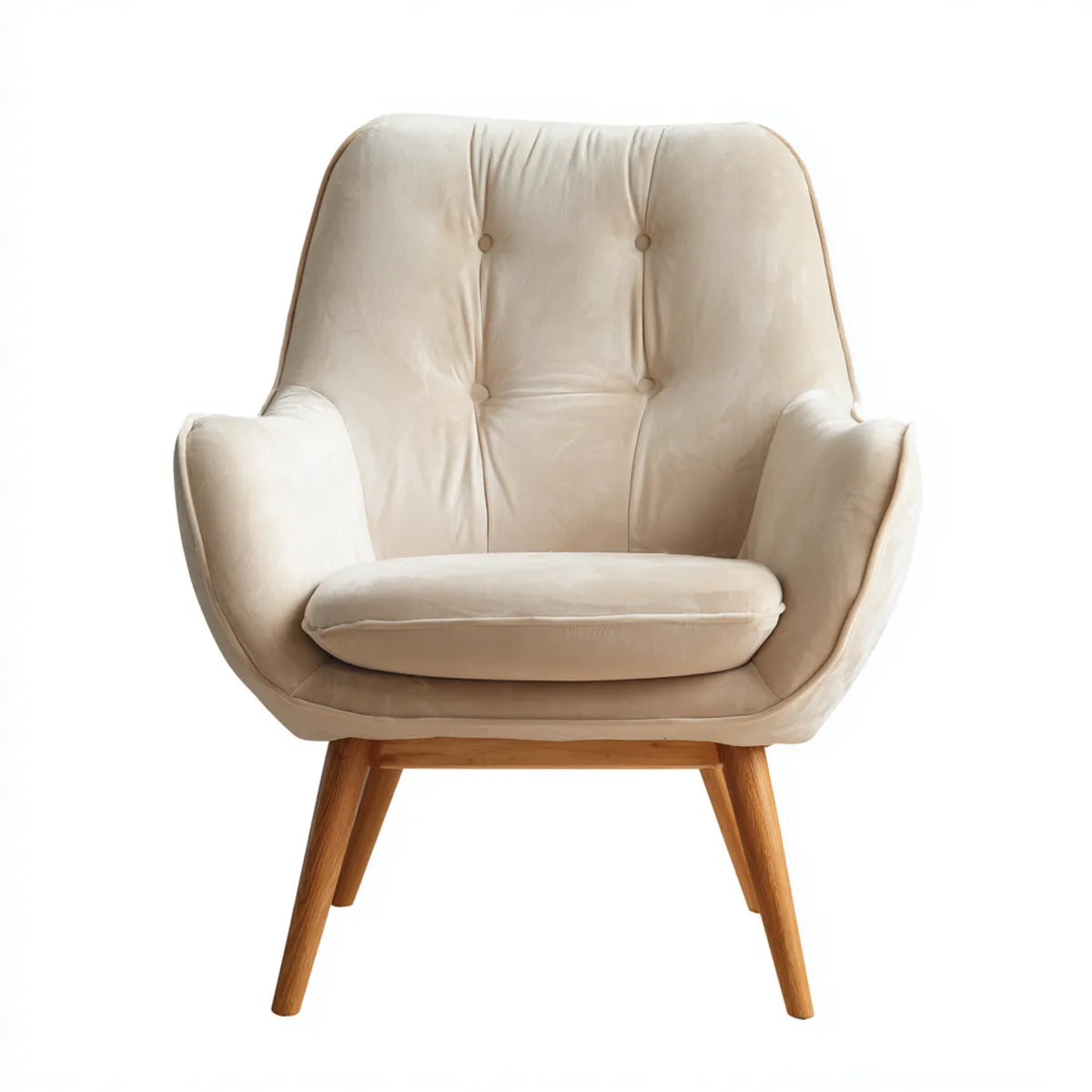 Fotel, Beżowy fotel wypoczynkowy 72 x 78 x 98 cm PU z nogami w litym kształcie drewnianym