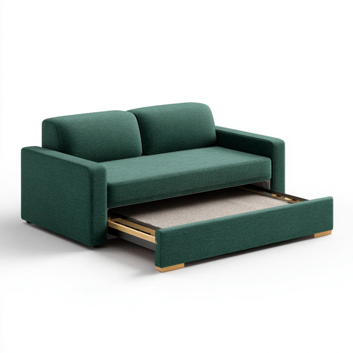 Sofa, 2-kanapa fotela wykonana z fir poliestrowych zielony prostokątna z łóżkiem wysuwane 180 x 95 x 85 cm powierzchni spania 140 x 190 cm