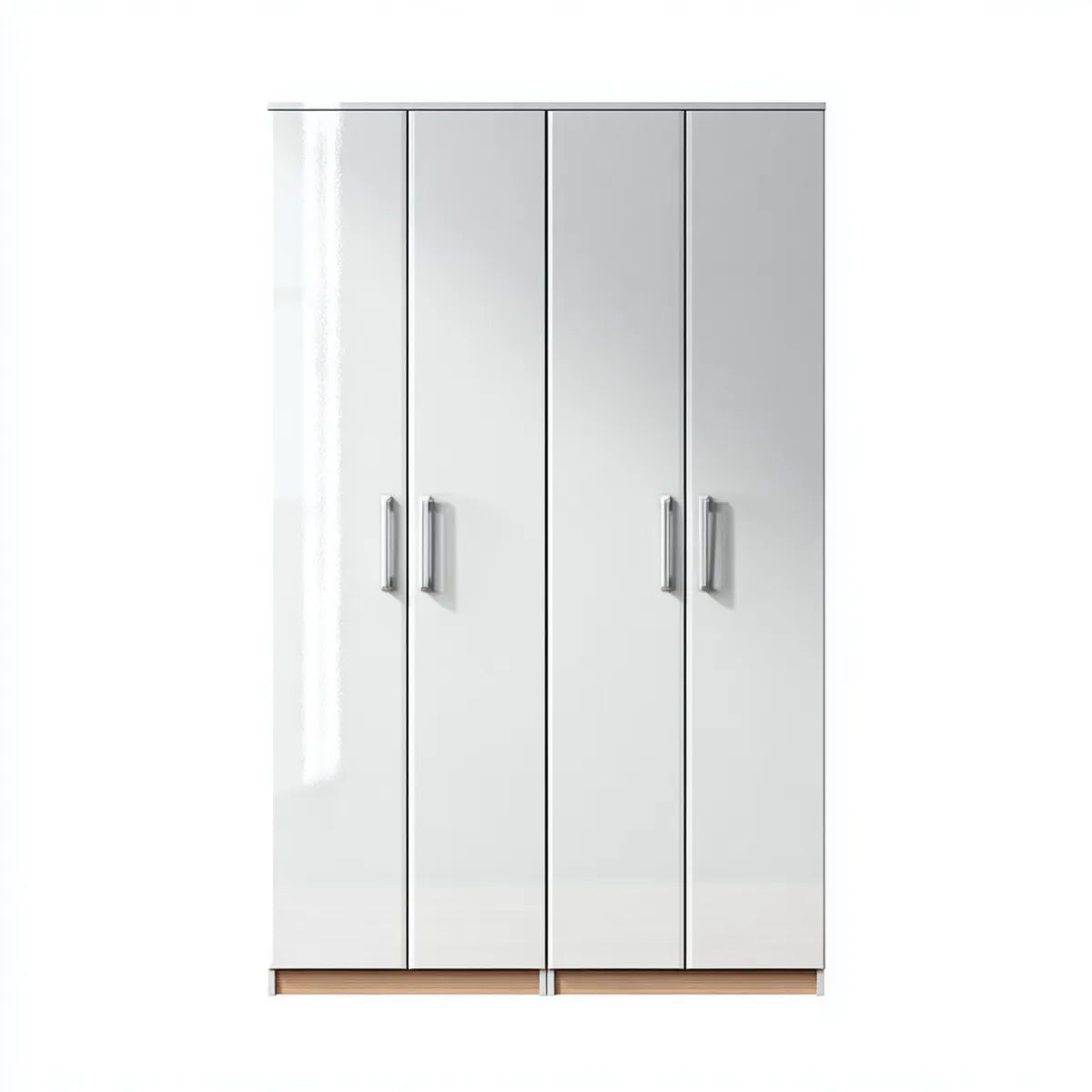 Szafa, Szafka sypialna 4 białe drzwi błyszczące prostokątne 160 x 52 x 190 cm w płycie wiórowej