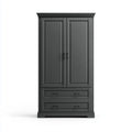 Szafa sypialna 2 drzwi 2 szuflady czarne 100 x 55 x 200 cm w prostokątnych panelach MDF