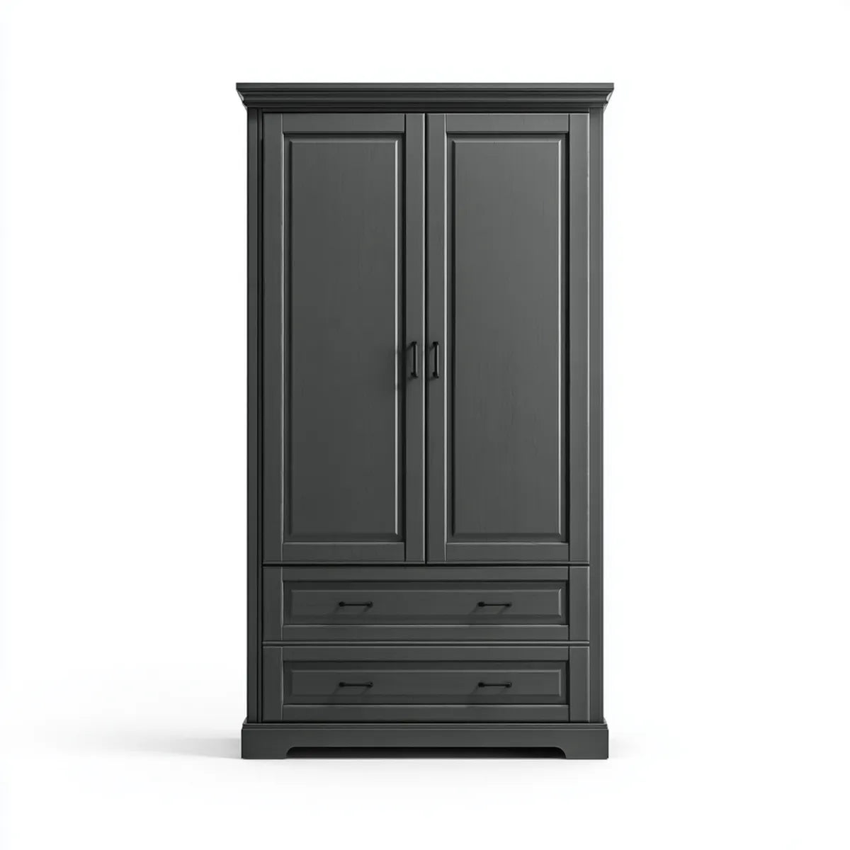 Szafa sypialna 2 drzwi 2 szuflady czarne 100 x 55 x 200 cm w prostokątnych panelach MDF