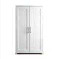 Szafa sypialna 2 drzwi jasnoszare i białe 80 x 50 x 180 cm w prostokątnych panelach MDF