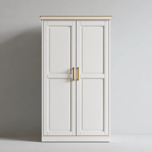 Szafa, Szafka sypialna 2 drzwi białe i złote w prostokątnych panelach MDF 100 x 55 x 200 cm