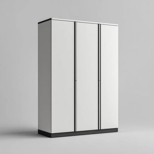 Szafa, Szafka sypialna 3 białe drzwi 120 x 60 x 200 cm w prostokątnej melaminowanej płyty wiórowej