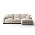 Sofa, Kanapa narożna 3 fotele z szewcem z prawej beżowej poliestru 280 x 160 x 85 cm