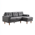 Sofa, Kanapa narożna 3 fotele z krzesełkiem z prawej strony szary 230 x 150 x 85 cm w kształcie poliestru L