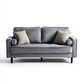 Sofa, Szara prostokątna poliestrowy aksamit sofa 160 x 85 x 86 cm