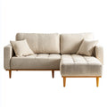 Sofa, Kanapa narożna z krzesełkiem z siekierą na prawo beżowy aksamit na żeberka poliestrowe 230 x 150 x 85 cm