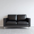 Sofa 2 czarne siedzenia 150 x 85 cm w skórze PU z chromowanymi stalowych nóżkami, 150 x 85 x 85 cm