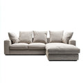Sofa, Kanapa narożna z prawym jasnoszarym półwyspem poliestrowym 280 x 160 x 85 cm