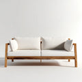 Sofa 2 beżowe fotele z konstrukcją w litej akacji 160 x 75 cm prostokątne, 160 x 75 x 75 cm