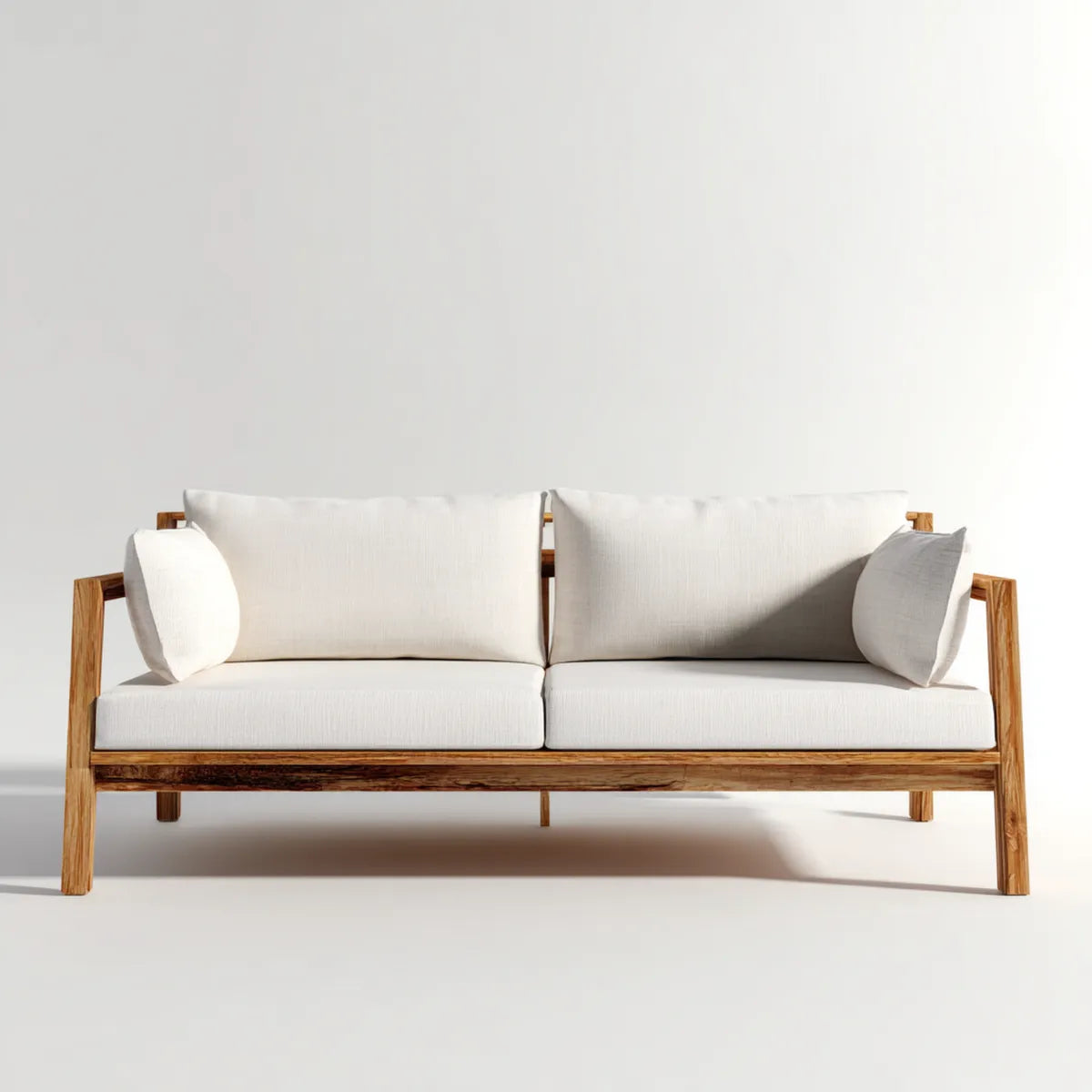 Sofa 2 beżowe fotele z konstrukcją w litej akacji 160 x 75 cm prostokątne, 160 x 75 x 75 cm