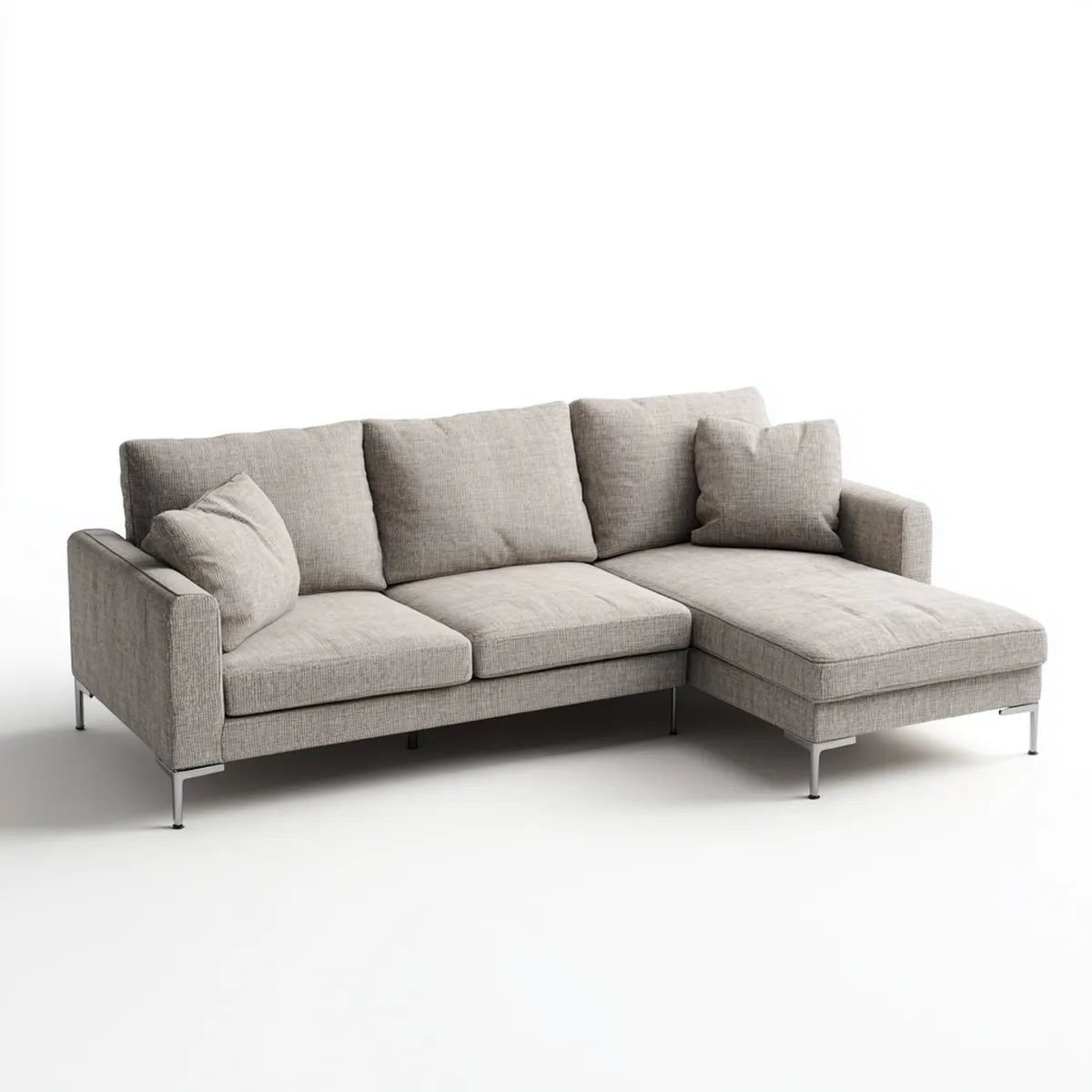 Sofa, Kanapa narożna 3 miejsca jasne szary 250 x 160 x 85 cm poliester z siekierą longa prawo