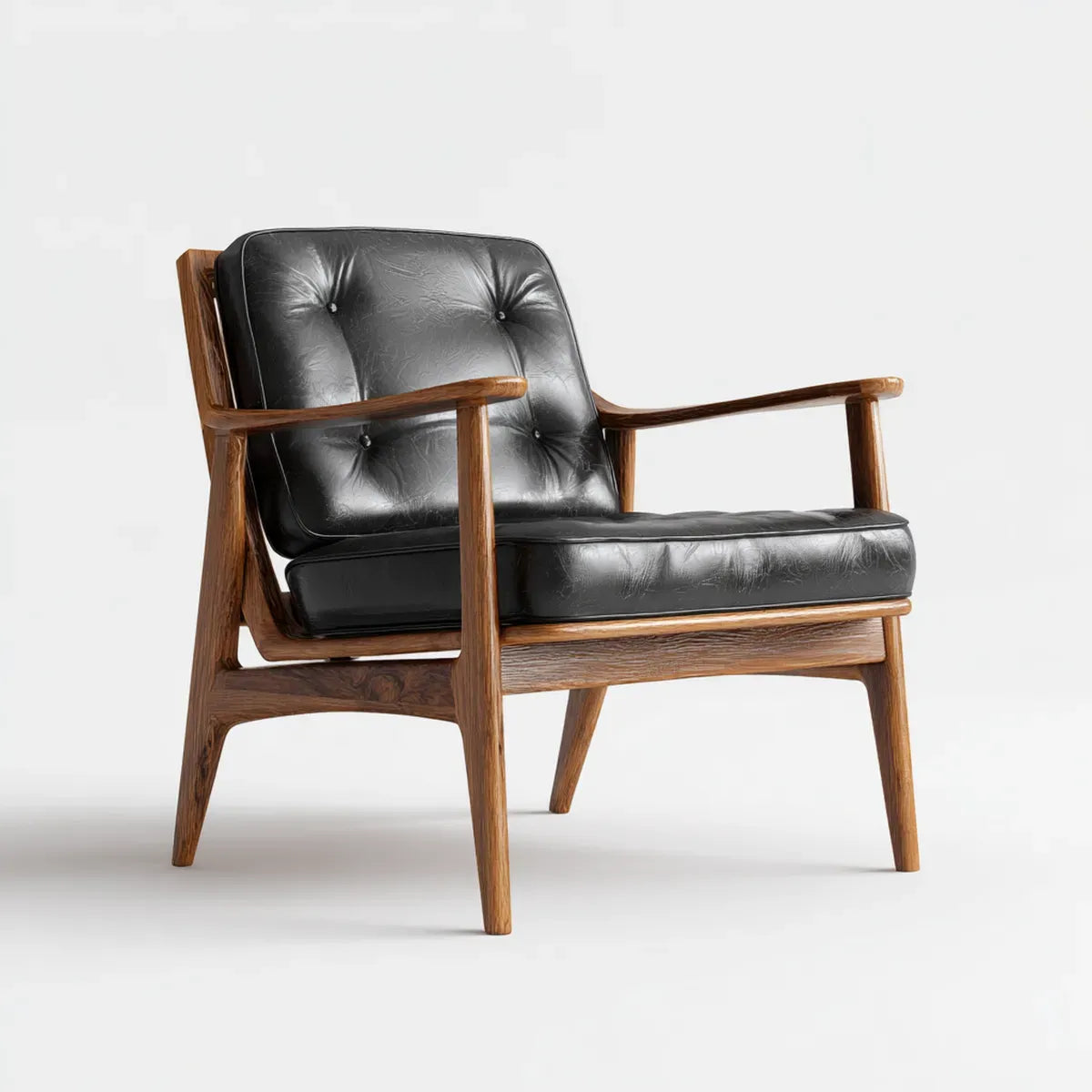 Fotel, Czarne krzesło w skórze PU z podłokietnikami w litej hewei 78 x 76 x 82 cm