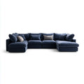 Sofa, U- kształt ciemnoniebieski 330 x 220 x 85 cm poliester