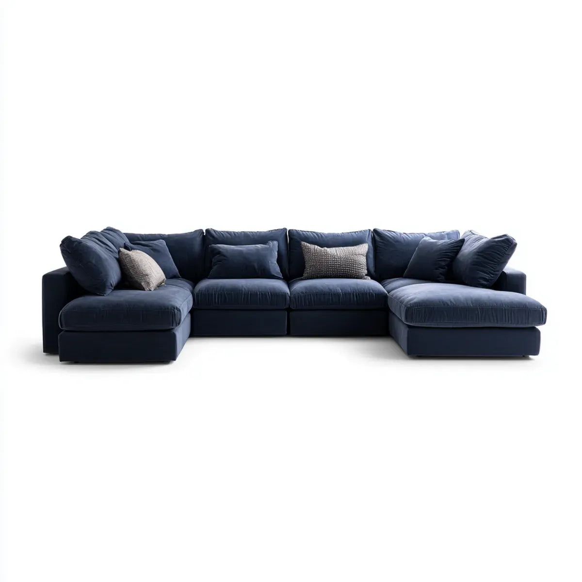Sofa, U- kształt ciemnoniebieski 330 x 220 x 85 cm poliester